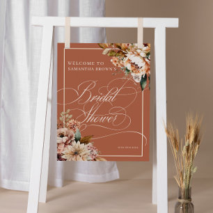 Modern Boho Floral Bridal Shower Welcome Sign