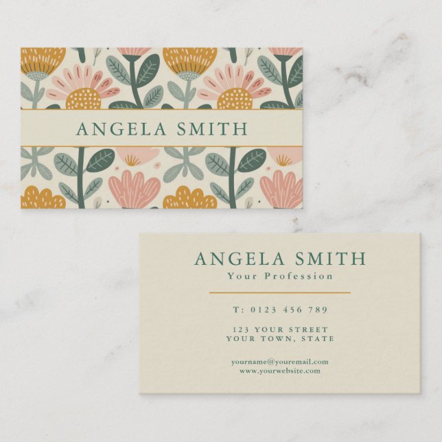 Modern Boho Floral Business Card (Front/Back)