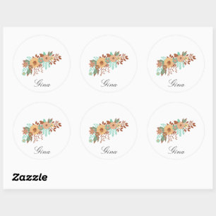  Modern Boho Floral  Classic Round Sticker