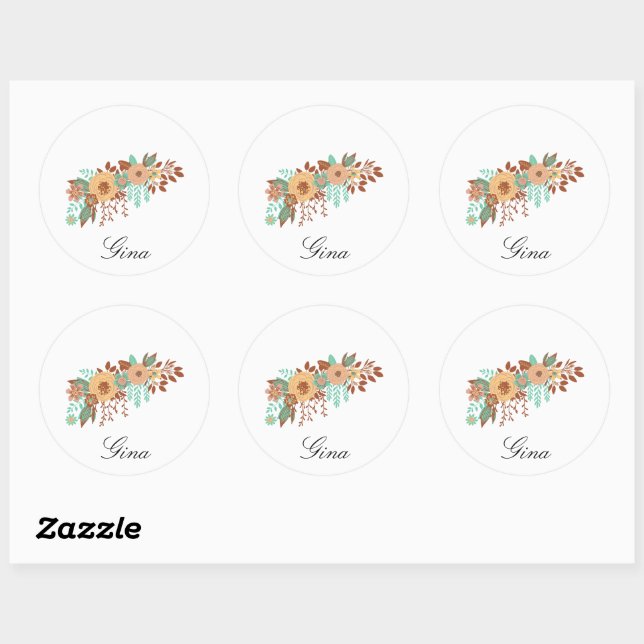  Modern Boho Floral  Classic Round Sticker (Sheet)