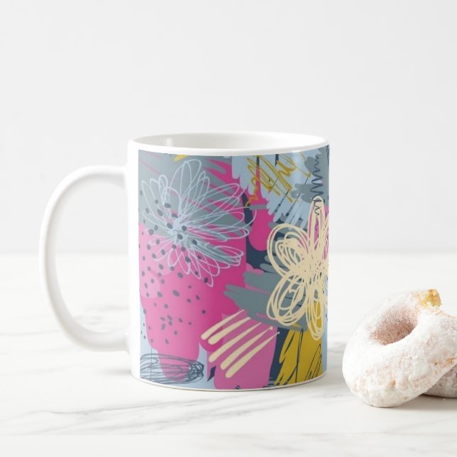 Modern Boho Floral Coffee Mug (With Donut)
