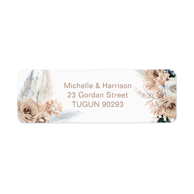 Modern Boho Floral Fall Return Address Wedding (Front)