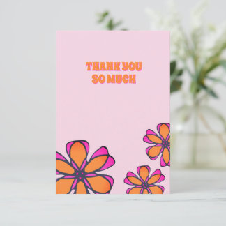 Modern Boho Floral Flat Thank You Card