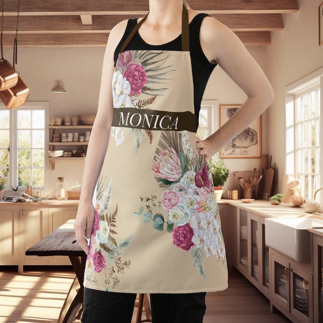 Modern Boho Floral Flower  Apron (Creator Uploaded)