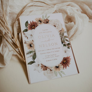 Modern Boho Floral Frame Rose Gold Wedding