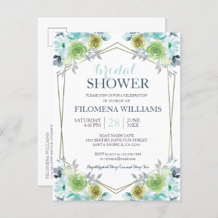 Modern Boho Floral Geometric Bridal Shower   Invit Invitation Postcard