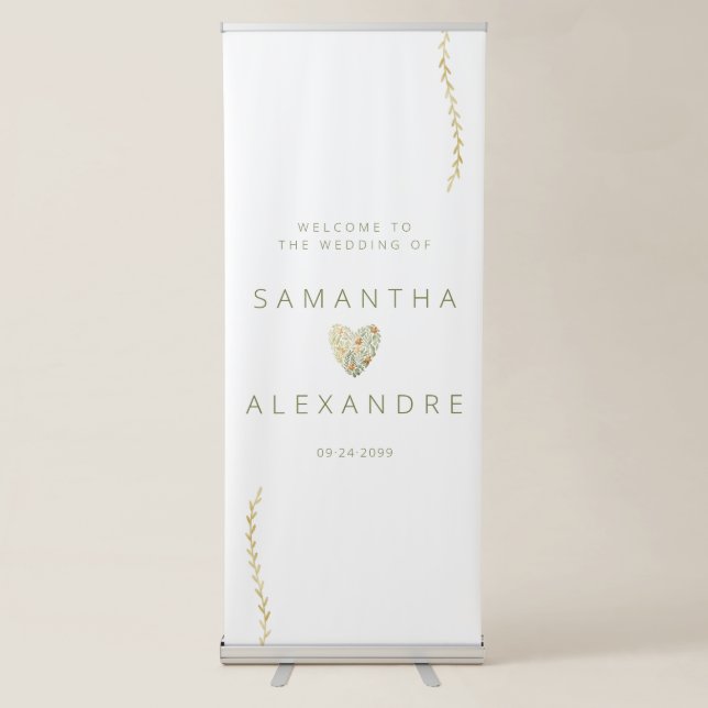 Modern Boho Floral Greenery Wedding Welcome Sign (Front)