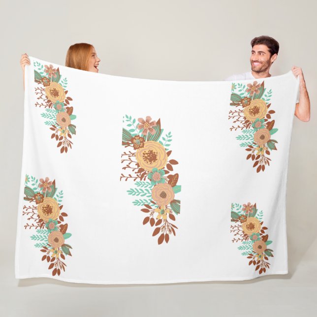  Modern Boho Floral Home Decor Fleece Blanket (In Situ)