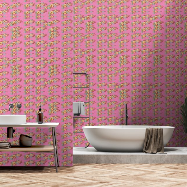 Modern Boho Floral Home Decor Wallpaper (Bathroom)