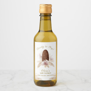 Modern Boho Floral Ice Cream Popcicle Baby Shower  Wine Label