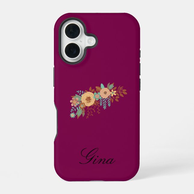  Modern Boho Floral  iPhone 16 Case (Back)
