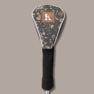 Modern Boho Floral Monogram Name Golf Head Cover