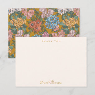 Modern Boho Floral Mustard Yellow Baby Shower  Thank You Card