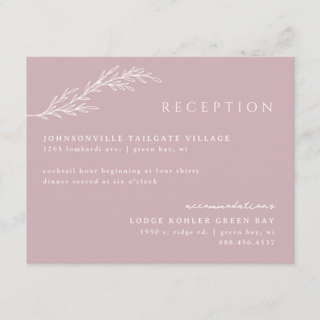 Modern Boho Floral Outline in Blush Pink Enclosure Card (Front)
