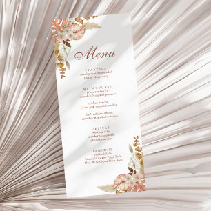 Modern Boho Floral Pampas Grass Wedding  Menu