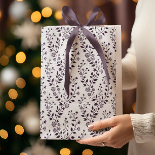 Modern Boho Floral Pattern Plum White Medium Gift Bag