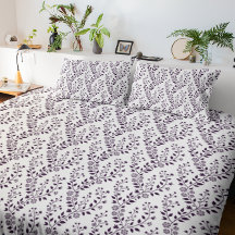 Modern Boho Floral Pattern Plum White