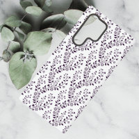 Modern Boho Floral Pattern Plum White