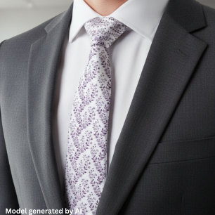Modern Boho Floral Pattern Plum White Tie