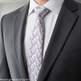 Modern Boho Floral Pattern Plum White Tie