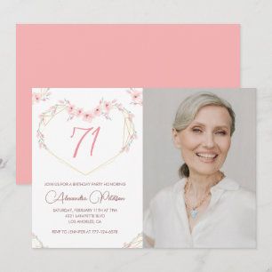 Modern Boho Floral Photo 71st birthday invitation