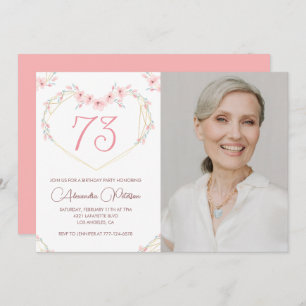 Modern Boho Floral Photo 73rd birthday invitation