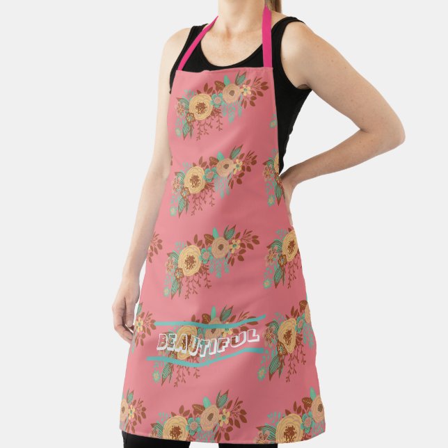 Modern Boho Floral Pink  Apron (Insitu)