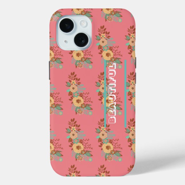 Modern Boho Floral Pink  Case-Mate iPhone Case (Back)