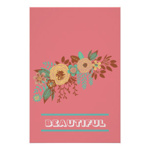  Modern Boho Floral Pink  Poster