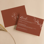 Modern Boho Floral Terracotta Burnt Orange Wedding Enclosure Card<br><div class="desc">Modern Boho Floral Terracotta Burnt Orange Wedding Enclosure Card. Monogram at the back.</div>