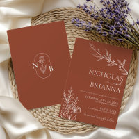Modern Boho Floral Terracotta Burnt Orange Wedding