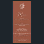 Modern Boho Floral Terracotta Burnt Orange Wedding Menu<br><div class="desc">Modern Boho Floral Terracotta Burnt Orange Wedding Menu. Monogram at the back.</div>