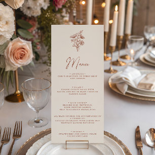Modern Boho Floral Terracotta Burnt Orange Wedding Menu