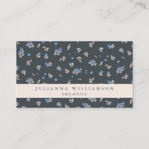 Modern Boho Floral Vintage Soft Black Garden QR Business Card