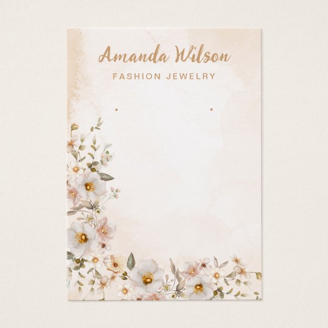Modern boho floral watercolor earring display card (Front)