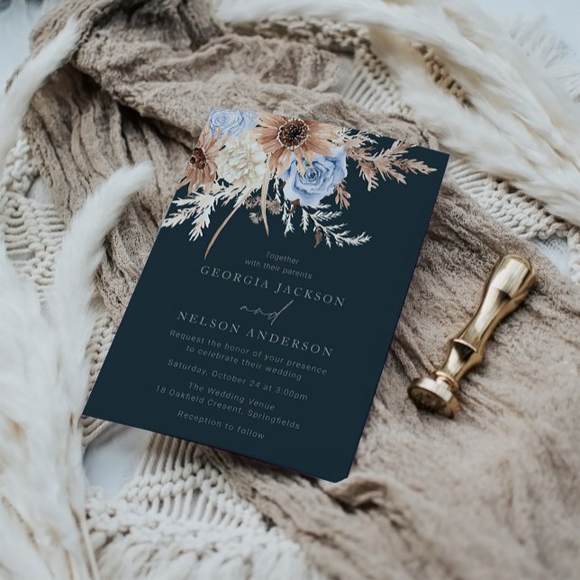 Modern Boho Floral Wedding Invitation (Creator Uploaded)