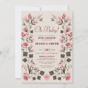 Modern Boho Folk Gender Neutral Baby Shower Invita Invitation