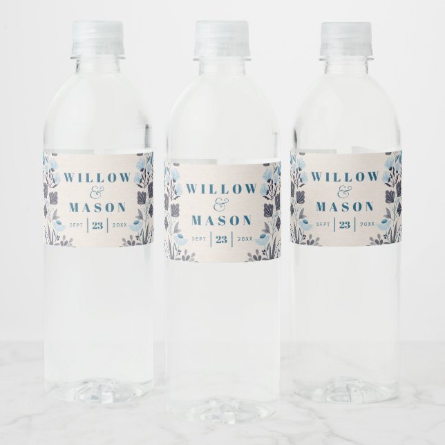 Modern Boho Folk Wedding Favours Water Bottle Labe Water Bottle Label (Bottles)