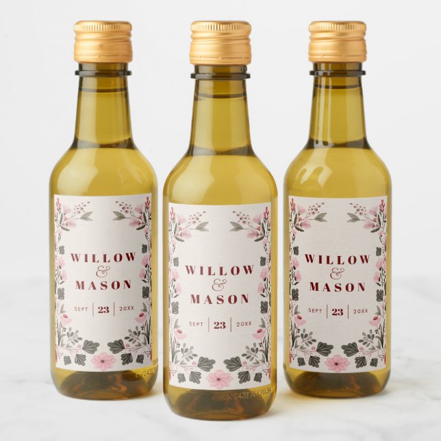Modern Boho Folk Wedding Favours Wine Label (Bottles)