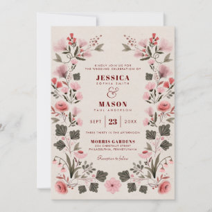 Modern Boho Folk Wedding Invitation