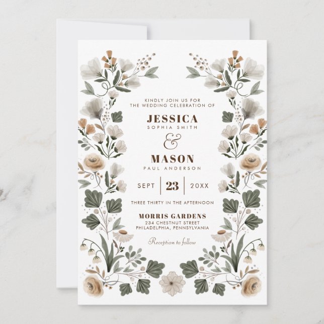 Modern Boho Folk Wedding Invitation (Front)