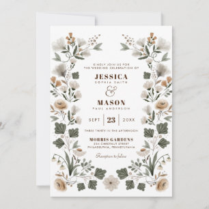 Modern Boho Folk Wedding Invitation