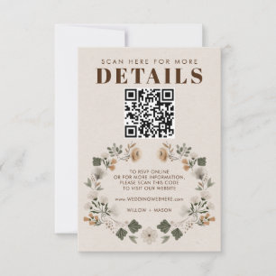 Modern Boho Folk Wedding RSVP Details QR Code