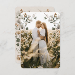 Modern Boho Folk Wedding Thank You Card with Photo