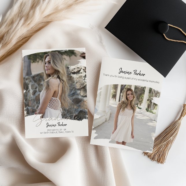 Modern Boho Frame Add Your Photo Graduation Announcement (Creator Uploaded)