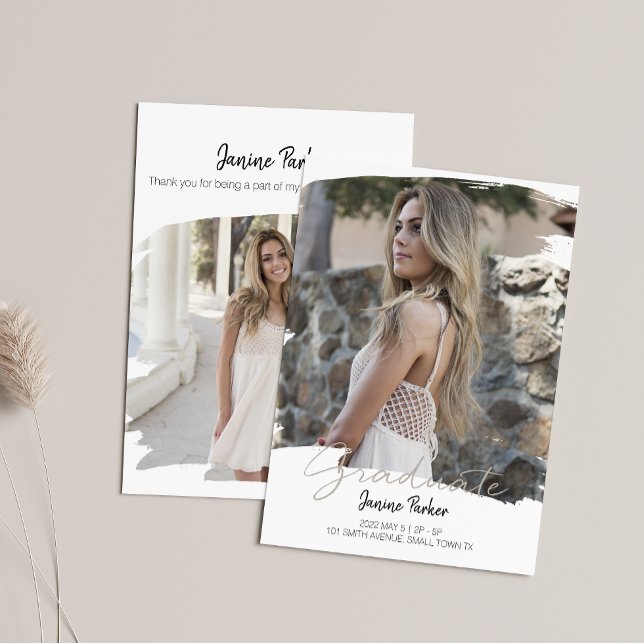 Modern Boho Frame Add Your Photo Graduation Announcement (Creator Uploaded)