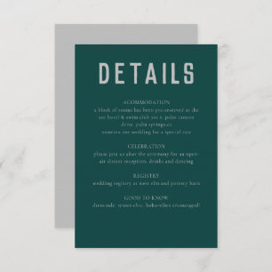 Modern Boho Geometric Arch Green Grey Wedding Enclosure Card