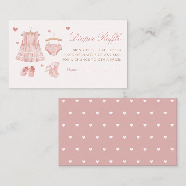 Modern Boho Girl Clothes Diaper Raffle Baby Shower Enclosure Card (Front/Back)