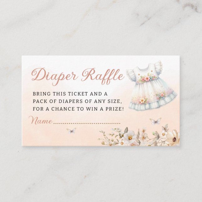 Modern Boho Girl Clothes Diaper Raffle Baby Shower Enclosure Card (Front)