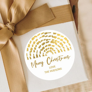 Modern Boho Gold Arch Christmas Holiday Gift Classic Round Sticker